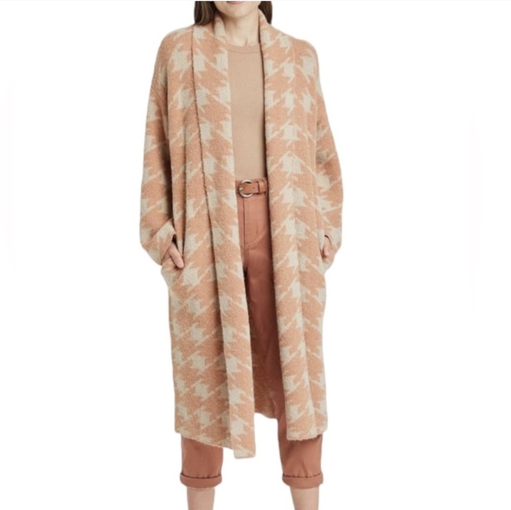 Target A New Day peach and beige houndstooth coatigan sweater size XXL